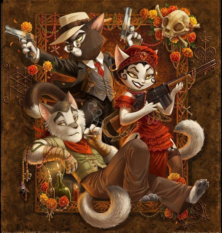 Коты-гангстеры. Художник - Трейси Батлер.