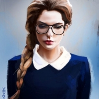 Рисунок девушки в очках