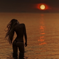 Купание на закате