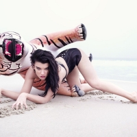 С тигром на пляже